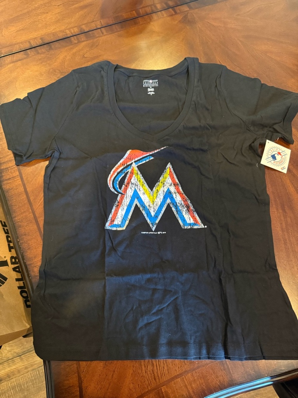 Black Miami Marlins Logo Tee